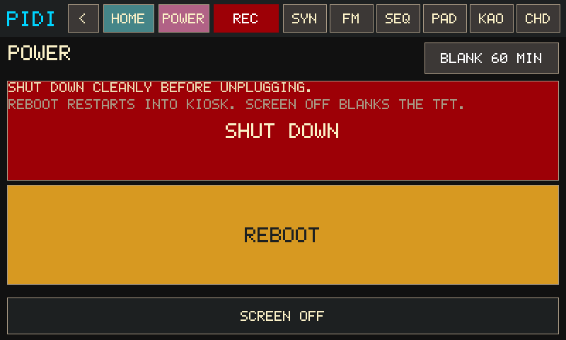 POWER menu