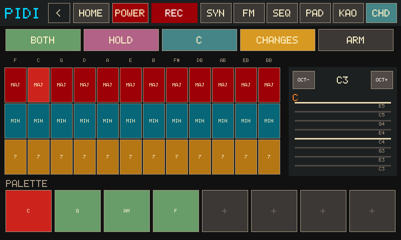 CHORDS mode with palette