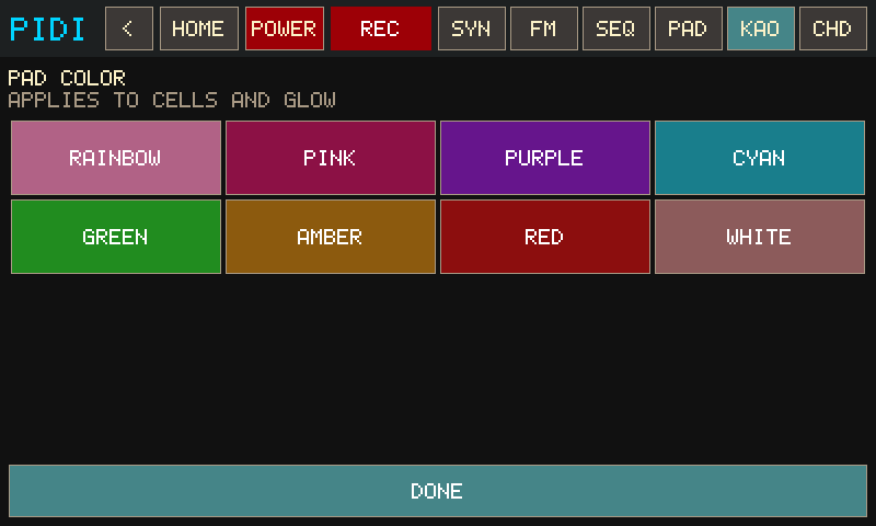 KAOSS pad color picker